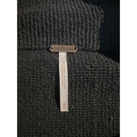 Free People Sweater Ottoman Slouchy Pullover Oversized Chunky Black Minimalist - Picture 7 of 8